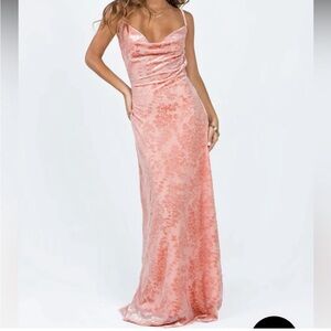 Princess Polly Amiya maxi dress peach cowl neck backless